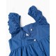 COTTON DRESS WITH ENGLISH EMBROIDERY FOR GIRL 'YOU&ME', BLUE