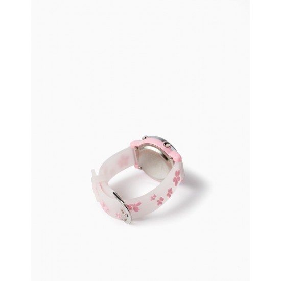 WATCH FOR GIRLS 'FLOWERS', PINK/TRANSPARENT