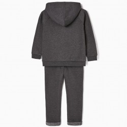 3-PIECE COTTON TRACKSUIT FOR GIRLS 'ZY LOVE', GREY
