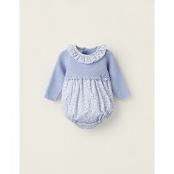 Combined Knitted Jumpsuit For Newborn, Blue