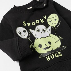 Cotton Sweatshirt for Baby Boy 'Halloween - Glow In The Dark', Black