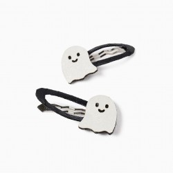 Pack Of 2 Hooks For Baby And Girl 'Halloween - Ghosts', Black