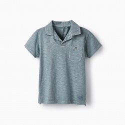 SHORT SLEEVE POLO SHIRT IN COTTON JERSEY, BLUE