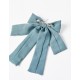 EMBROIDERED PATTERN WOVEN BOW INDENT FOR GIRL, BLUE