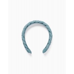 FABRIC HEADBAND WITH BRAIDED DETAIL FOR GIRL, BLUE