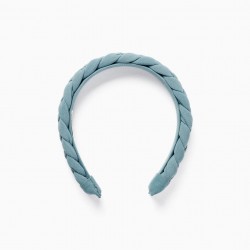 FABRIC HEADBAND WITH BRAIDED DETAIL FOR GIRL, BLUE