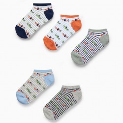 PACK 5 PAIRS OF BOYS' STRIPED SOCKS 'AIRPLANES', MULTICOLOR