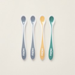 PACK OF 4 THERMOSENSITIVE SPOONS BLUE NUBY 3M+