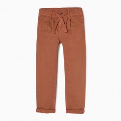 TROUSERS IN COTTON TWILL FOR BOY, BROWN