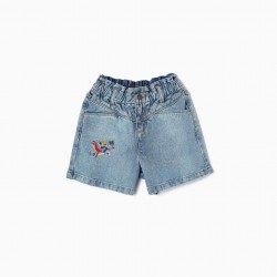 DENIM SHORTS WITH EMBROIDERY FOR GIRLS, BLUE
