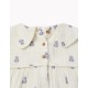 GIRL'S COTTON BLOUSE WITH FLOWERS, WHITE/BLUE