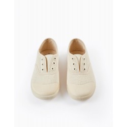 CANVAS SNEAKERS FOR GIRLS, BEIGE
