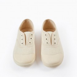 CANVAS SNEAKERS FOR GIRLS, BEIGE