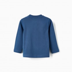 LONG SLEEVE T-SHIRT WITH 3D LEAF FOR BABY BOY, DARK BLUE