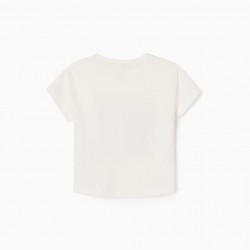 GIRL'S KNOTTED COTTON T-SHIRT 'ANTWERPEN', WHITE