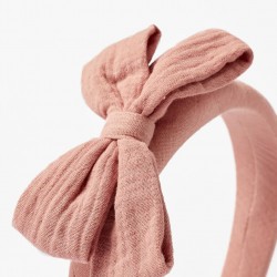 FABRIC HEADBAND WITH BOW FOR GIRLS, PINK