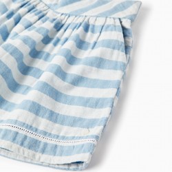 STRIPED COTTON SHORTS FOR GIRLS 'B&S', BLUE