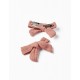 PACK OF 2 HAIR CLIPS WITH BOW FOR BABY AND GIRL, PINK