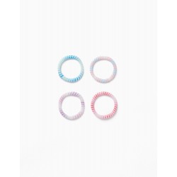 PACK OF 4 NON-MARKING HAIR TIES FOR BABY AND GIRL, MULTICOLOR