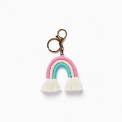 'RAINBOW' METAL AND WIRE KEYCHAIN FOR CHILDREN, BLUE/PINK/WHITE