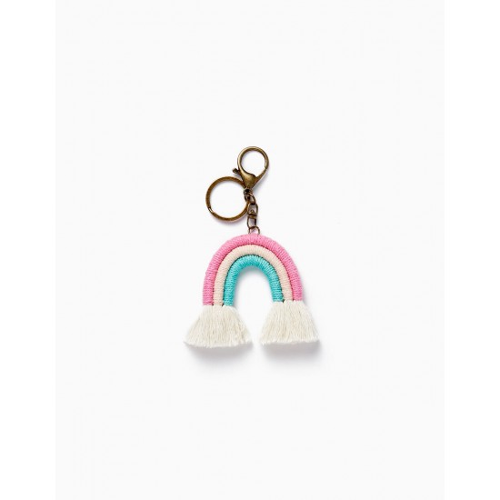 'RAINBOW' METAL AND WIRE KEYCHAIN FOR CHILDREN, BLUE/PINK/WHITE