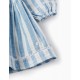 STRIPED COTTON DRESS FOR GIRLS 'B&S', WHITE/BLUE