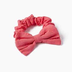 ELASTIC SCRUNCHIE WITH BOW FOR BABY AND GIRL, PINK