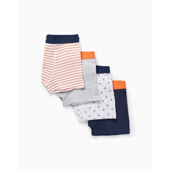 PACK OF 4 BOXERS FOR BOYS 'ANCHOR', MULTICOLOR