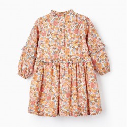 COTTON DRESS WITH FLORAL PATTERN FOR BABY GIRLS, MULTICOLOUR