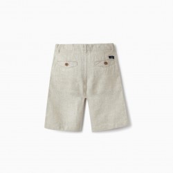 CHINO AND LINEN SHORTS FOR BOYS, BEIGE