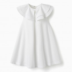 GIRL'S RUFFLED COTTON DRESS 'SPECIAL DAYS', WHITE