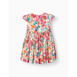 WATERCOLOR PATTERN DRESS FOR BABY GIRL, MULTICOLOR