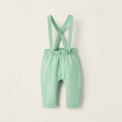 PANTS WITH REMOVABLE STRAPS FOR NEWBORN 'CARROTS', GREEN