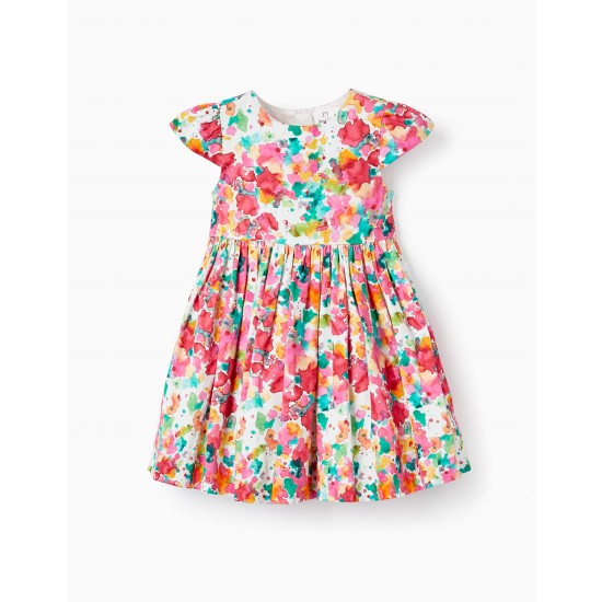 WATERCOLOR PATTERN DRESS FOR BABY GIRL, MULTICOLOR