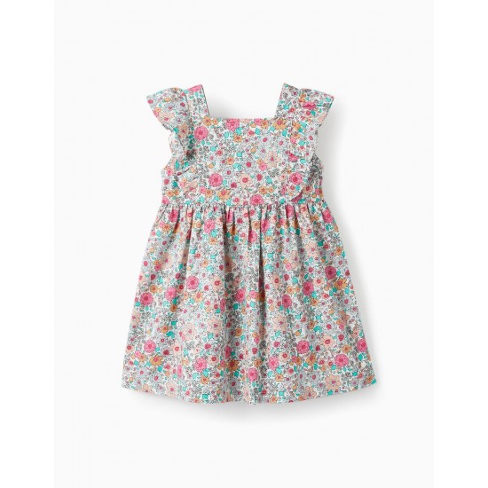 FLORAL COTTON DRESS FOR BABY GIRLS, MULTICOLOUR