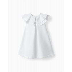 BABY GIRL RUFFLED COTTON DRESS, WHITE
