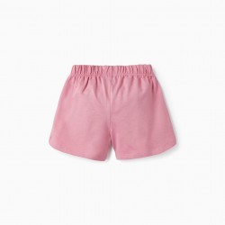 COTTON SPORTS SHORTS FOR GIRLS 'SNOOPY', PINK
