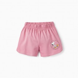COTTON SPORTS SHORTS FOR GIRLS 'SNOOPY', PINK