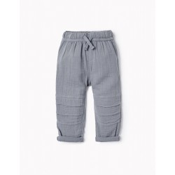 COTTON BAMBULA TROUSERS FOR BABY BOYS, BLUE
