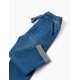 SPORTY DENIM TROUSERS FOR BABY BOYS, BLUE