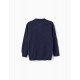 KNITTED SWEATER FOR BOYS, DARK BLUE
