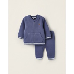 QUILTED JACKET + TROUSERS SET FOR NEWBORN, BLUE