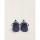 FABRIC AND FUR SHOES FOR NEWBORN, DARK BLUE