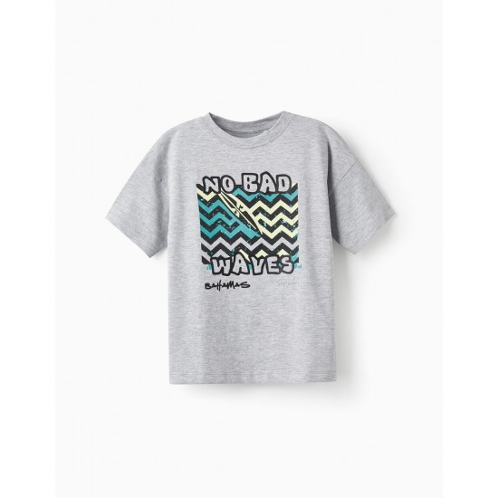BOYS' COTTON T-SHIRT 'NATURE TAKEOVER', GREY