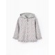 GIRL'S HOODED AND RUFFLED JACKET 'FLORAL', GREY