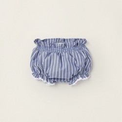 STRIPED DIAPER COVERS WITH LACE FOR NEWBORN, BLUE/WHITE