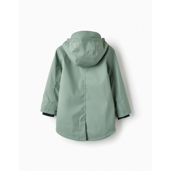 HOODED RUBBER PARKA FOR BOYS, GREEN