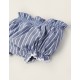 STRIPED DIAPER COVERS WITH LACE FOR NEWBORN, BLUE/WHITE