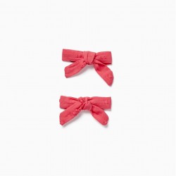 PACK 2 BABY & GIRL HOOKS WITH BOW, PINK