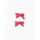 PACK 2 BABY & GIRL HOOKS WITH BOW, PINK